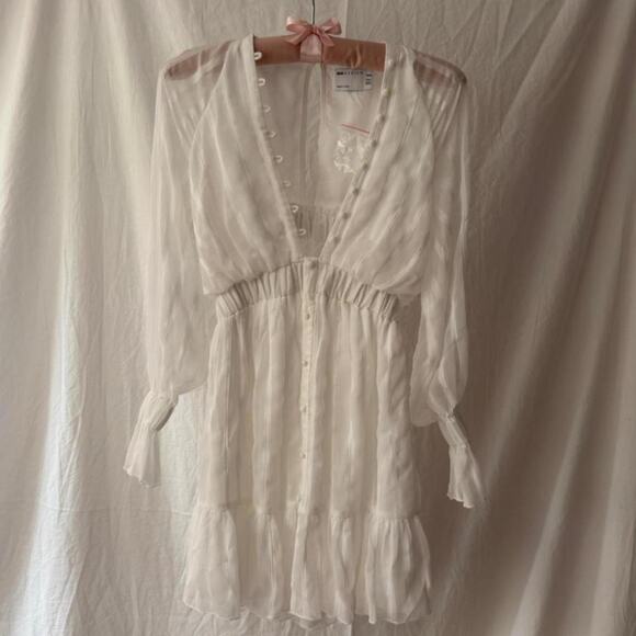 Romantic white sheer mini dress - Picture 1 of 5
